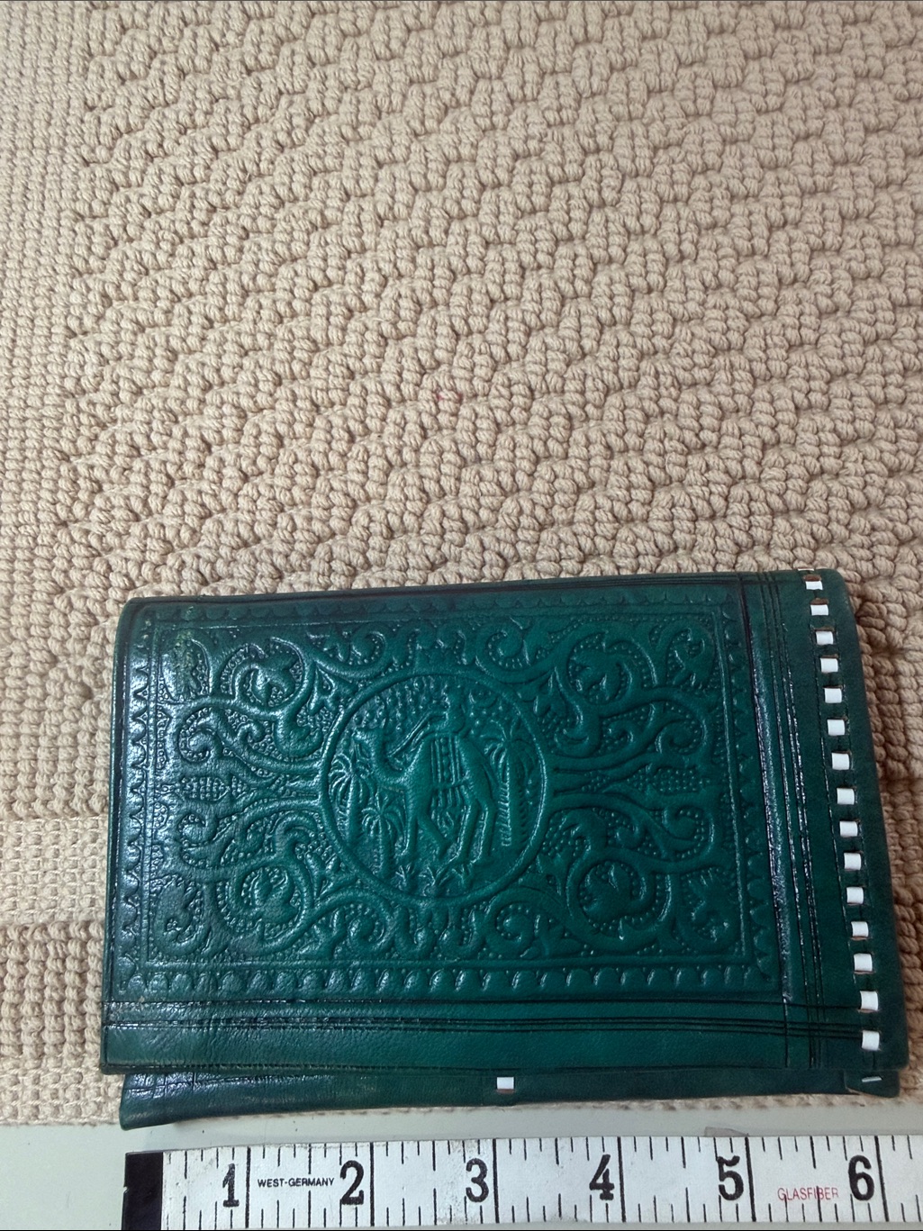 Teal Green Embossed Leather Wallet  Womens Fashion Wallet
